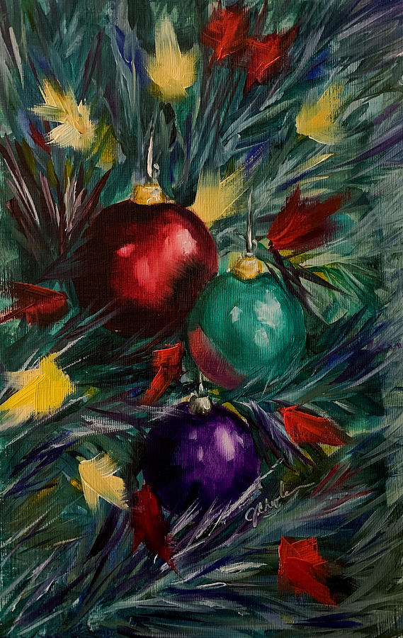Christmas Lights Are Shining Painting by Jan Chesler
