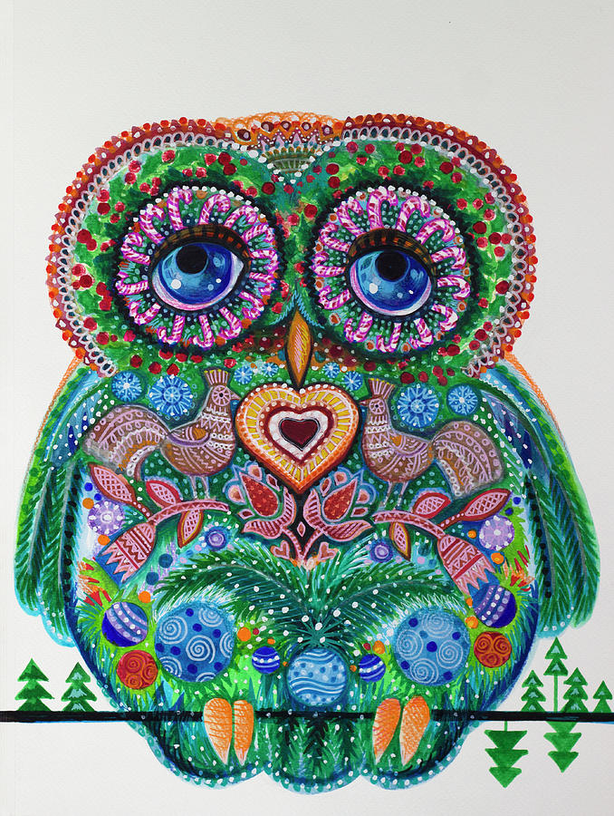 Download Christmas Magic Owl Painting by Oxana Zaika