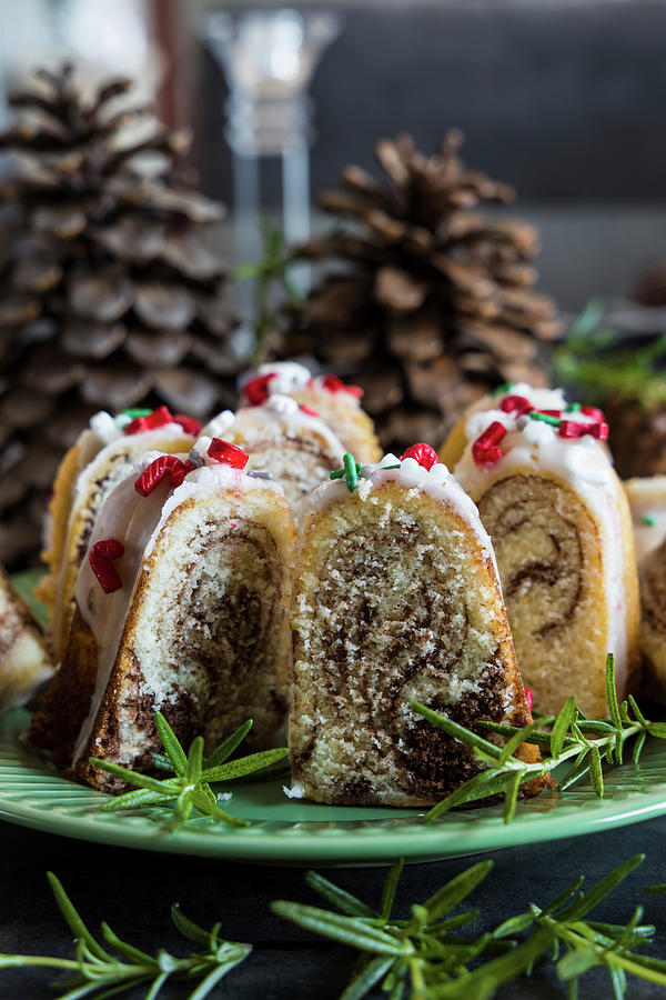 Christmas Marble Cake Photograph by Alla Machutt