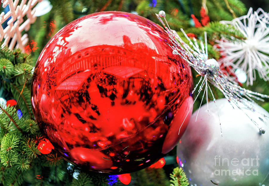 Christmas Market Reflections at Bryant Park in New York City Photograph by John Rizzuto
