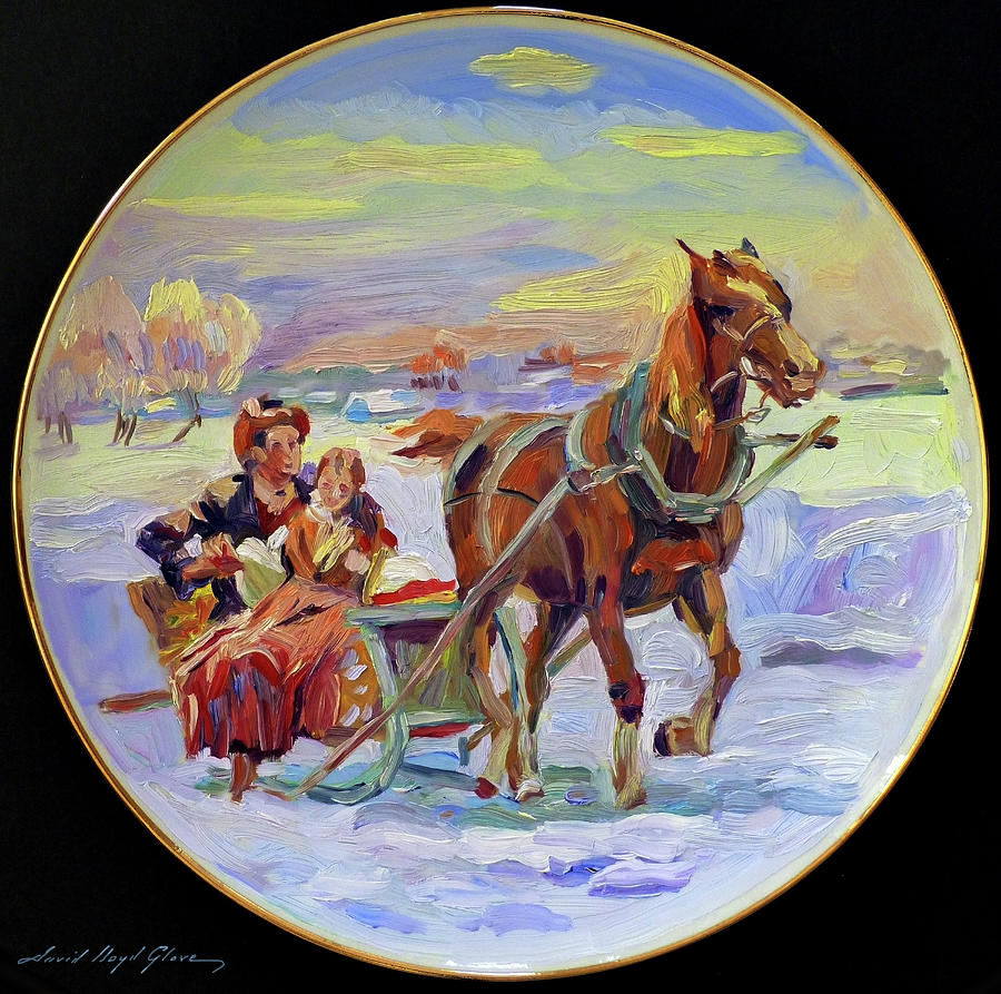 Christmas Morning Sleigh Ride Painting by David Lloyd Glover