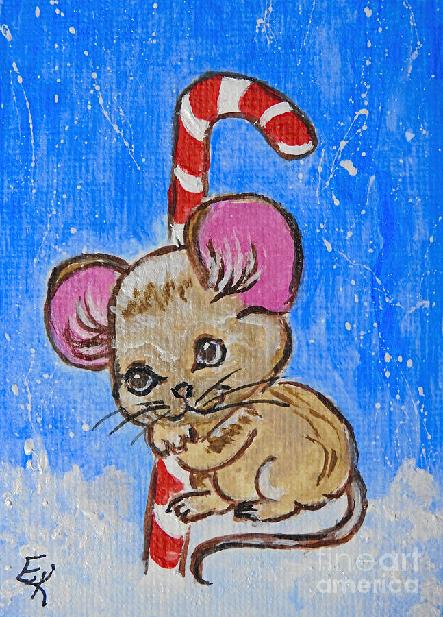 Christmas Mouse Painting by Ella Kaye Dickey