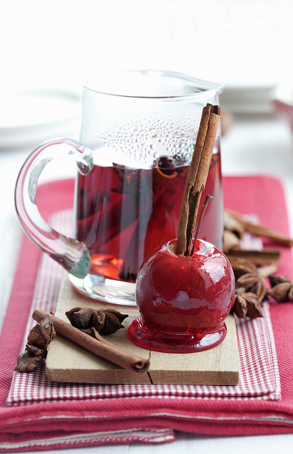 Christmas Mulled Wine With A Spiced Toffee Apple Photograph by Martina Schindler