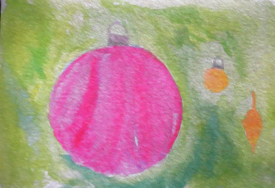Christmas Ornaments Watercolor painting 2 Digital Art by Cathy Anderson