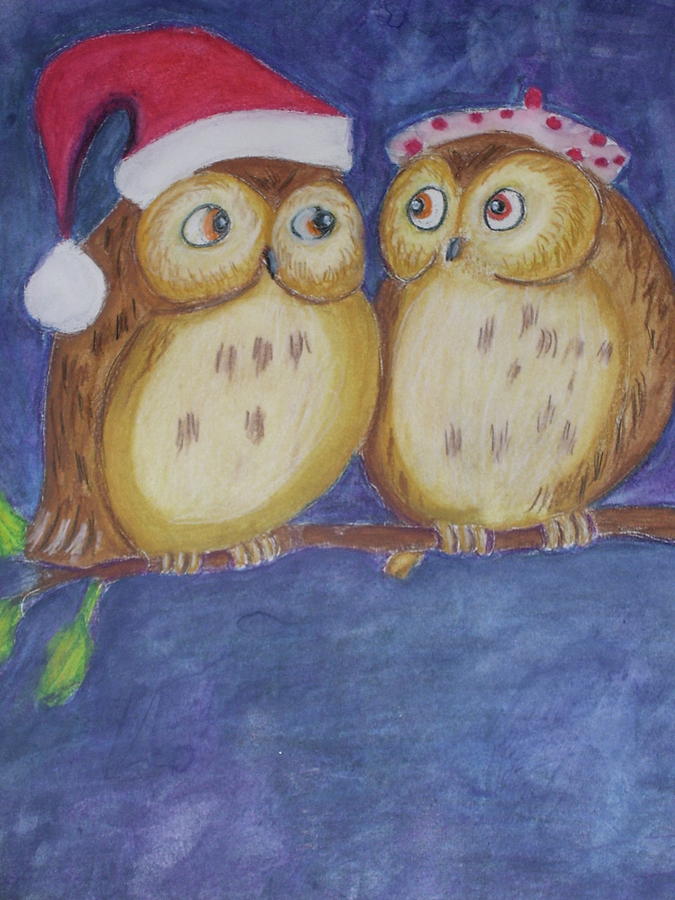 christmas owl painting