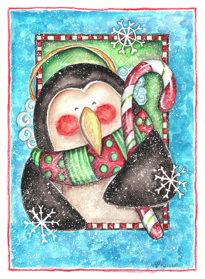 Christmas Painting - Christmas Penguin by Shelly Rasche