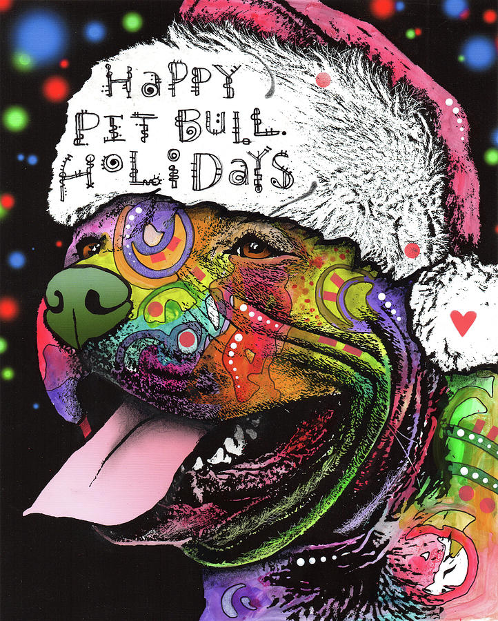 Animal Mixed Media - Christmas Pitbull by Dean Russo