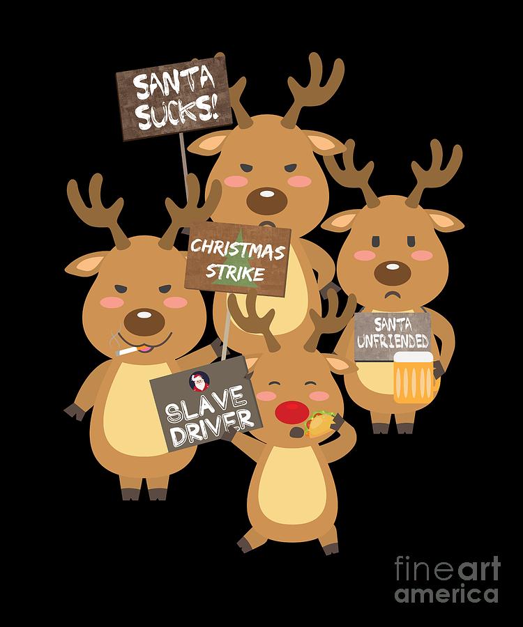 Christmas Reindeers on Strike Digital Art by Jose O - Pixels