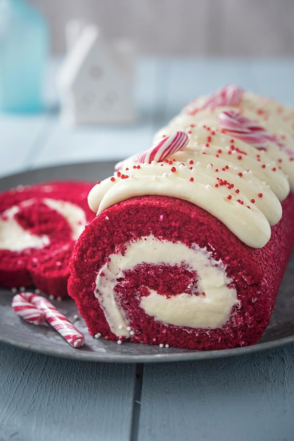 Christmas Rolled Log Cake Photograph by Syl D Ab