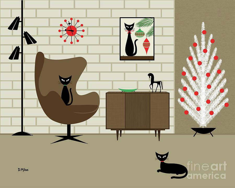 Christmas Room with Two Cats by Donna Mibus Christmas Room with Two Cats by Donna Mibus
