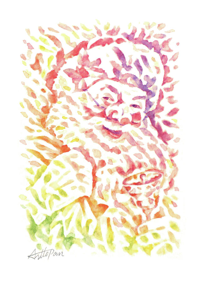 Christmas-Santa Claus,Father,Watercolor,Colourful,Dazzling,Impressionism,Handmade,Hand-painted,Greet Drawing by Artto Pan