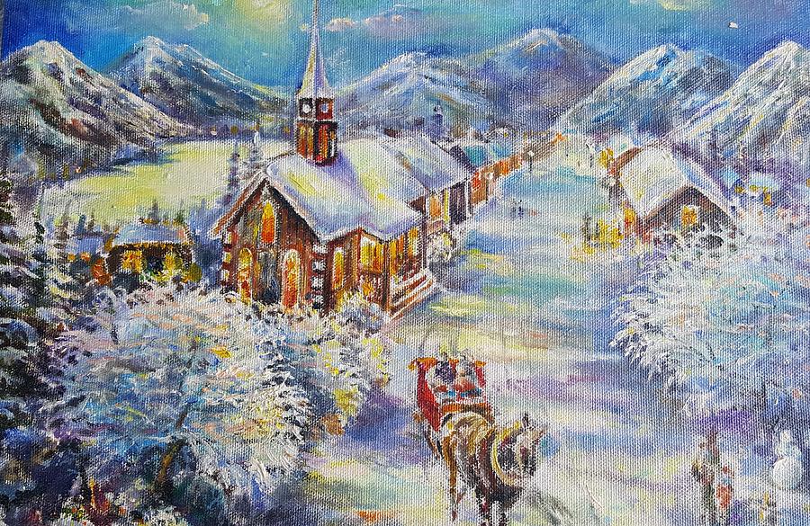 Christmas Painting - Christmas sleigh ride by Alla Savinkov