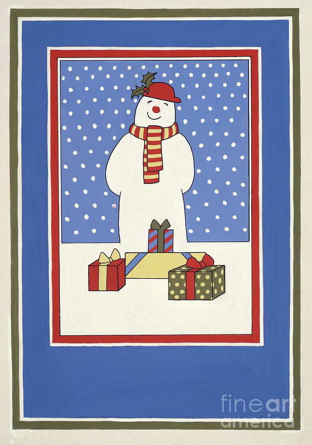 Christmas Snowman Painting by Lavinia Hamer