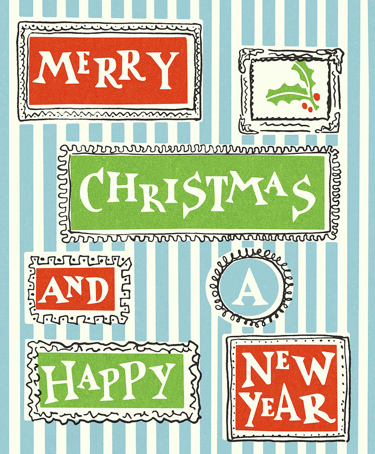 Christmas Drawing - Christmas Stamps by CSA Images