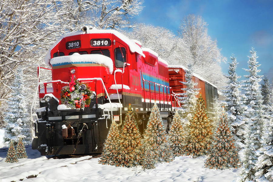 Christmas Train in the Snow Photograph by Debra and Dave Vanderlaan