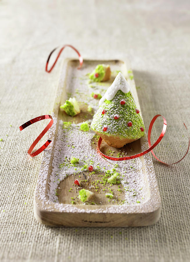 Christmas Tree Cakes With Pistachio Nuts And Pomegranate Jelly Photograph by Frank Gllner