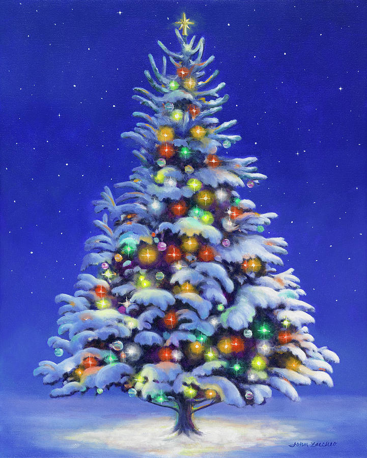 Winter Painting - Christmas Tree by John Zaccheo