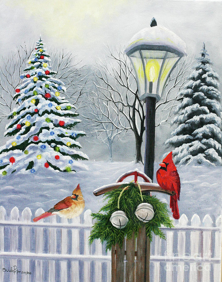 Christmas Tree Lights Painting by Julie Peterson