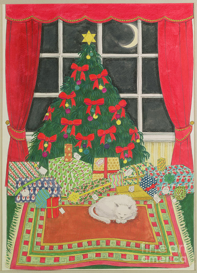 Christmas Tree Painting by Linda Benton