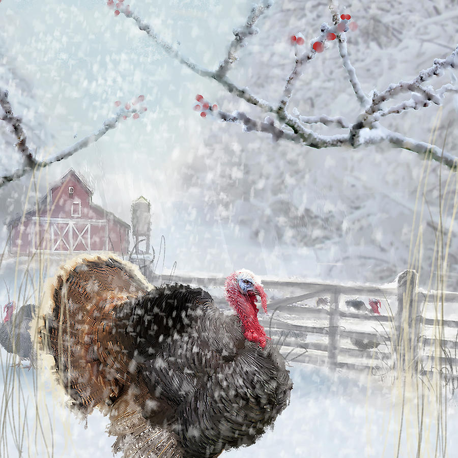 Winter Painting - Christmas Turkey by Clare Davis London