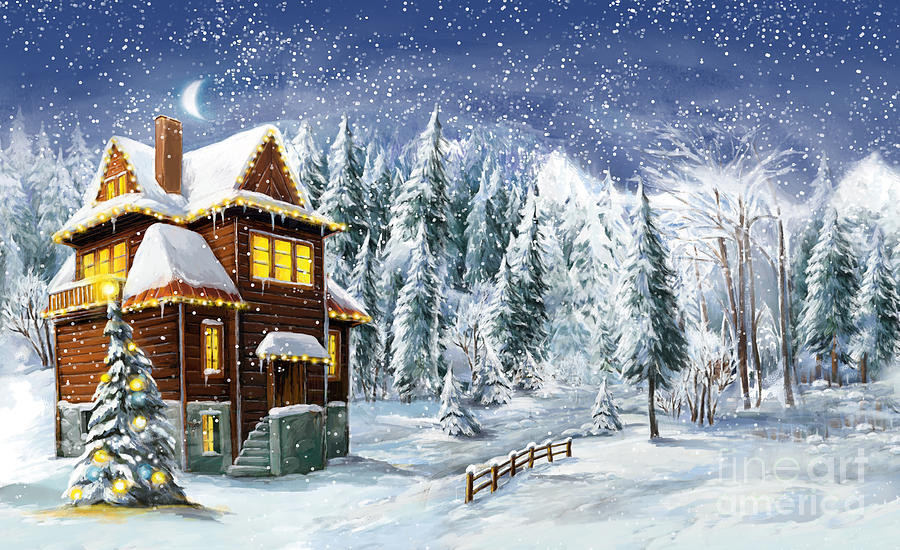 Christmas Winter Happy Scene - Digital Art by Aga Es - Fine Art America