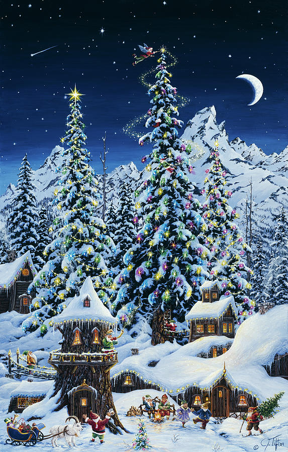 Holiday Painting - Christmas With The Elves by Jeff Tift