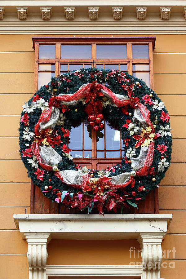 Christmas Wreath and Colonial Window Photograph by James Brunker