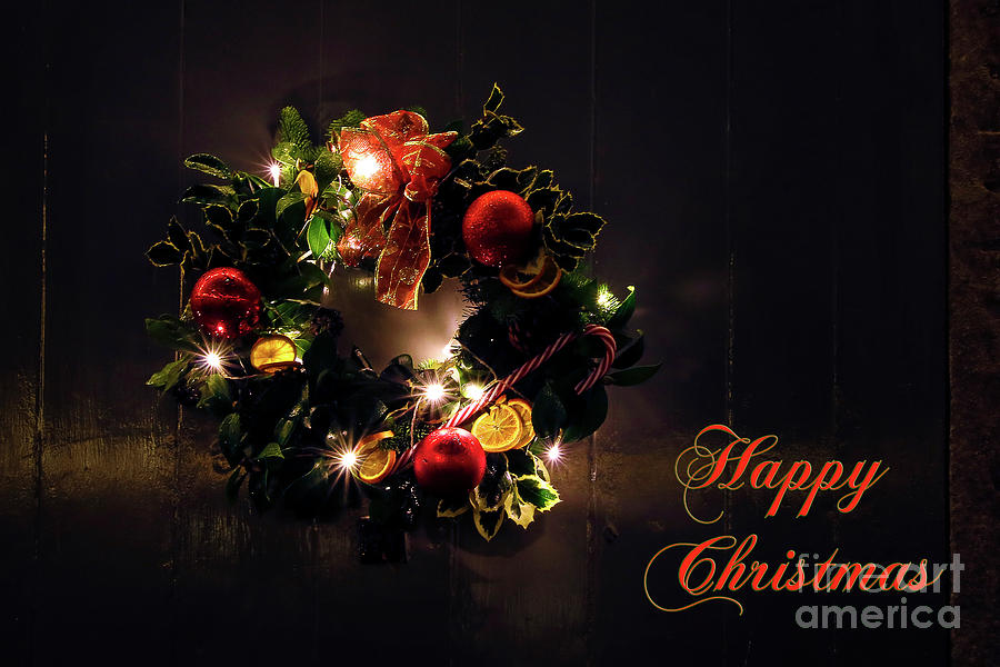 Christmas Photograph - Christmas Wreath Card by Terri Waters