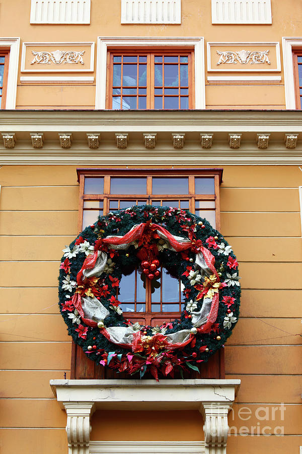 Christmas Wreath on Historic Building Photograph by James Brunker