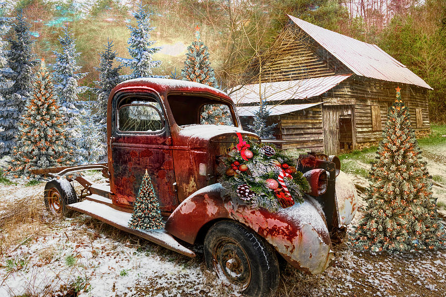 Christmastime at a Country Farm in HDR Detail Photograph by Debra and Dave Vanderlaan