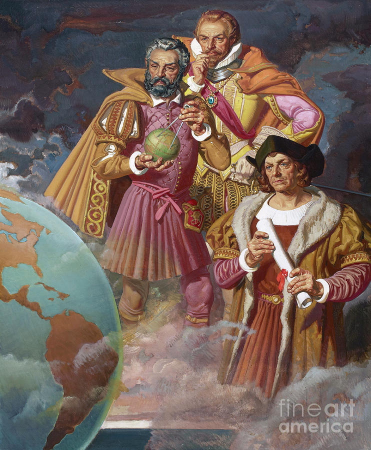 Christopher Columbus, Ferdinand Magellan, And Vasco De Gama, Circa 1940 ...