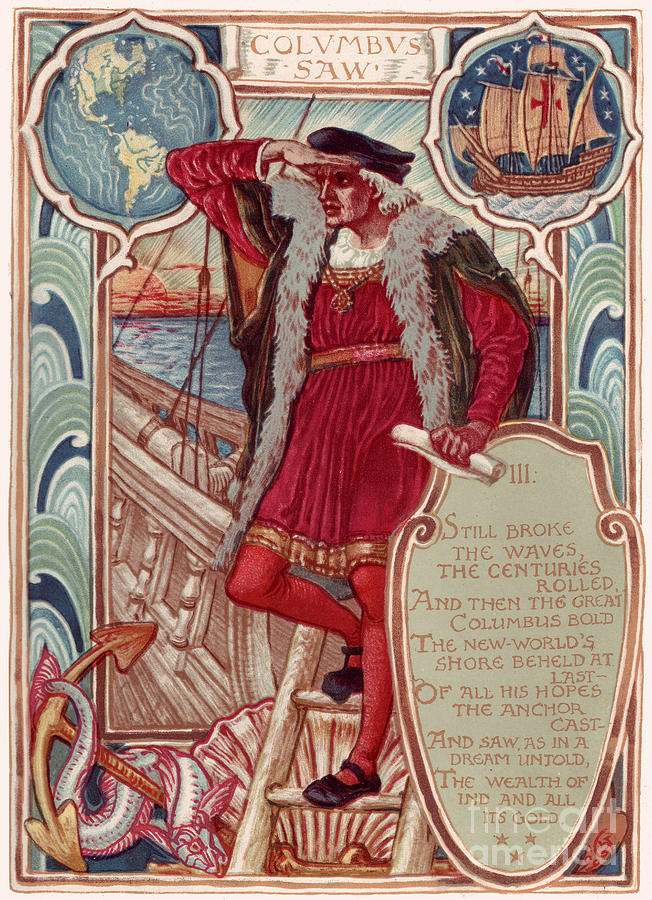Christopher Columbus From Columbias Drawing by Heritage Images