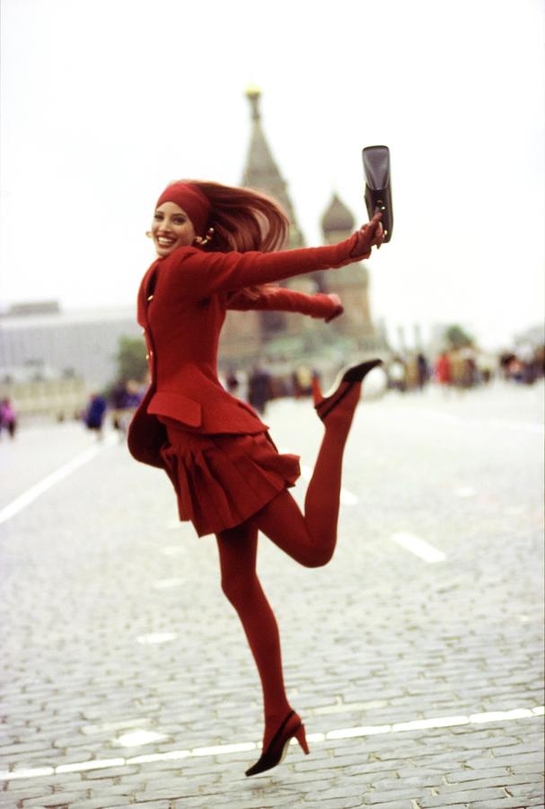 Christy Turlington In Moscows Red Square Photograph by Arthur Elgort