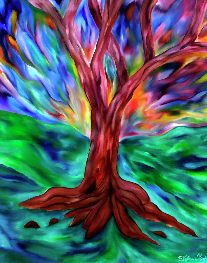 Tree Painting - Chromatic Tree by Stephanie Analah