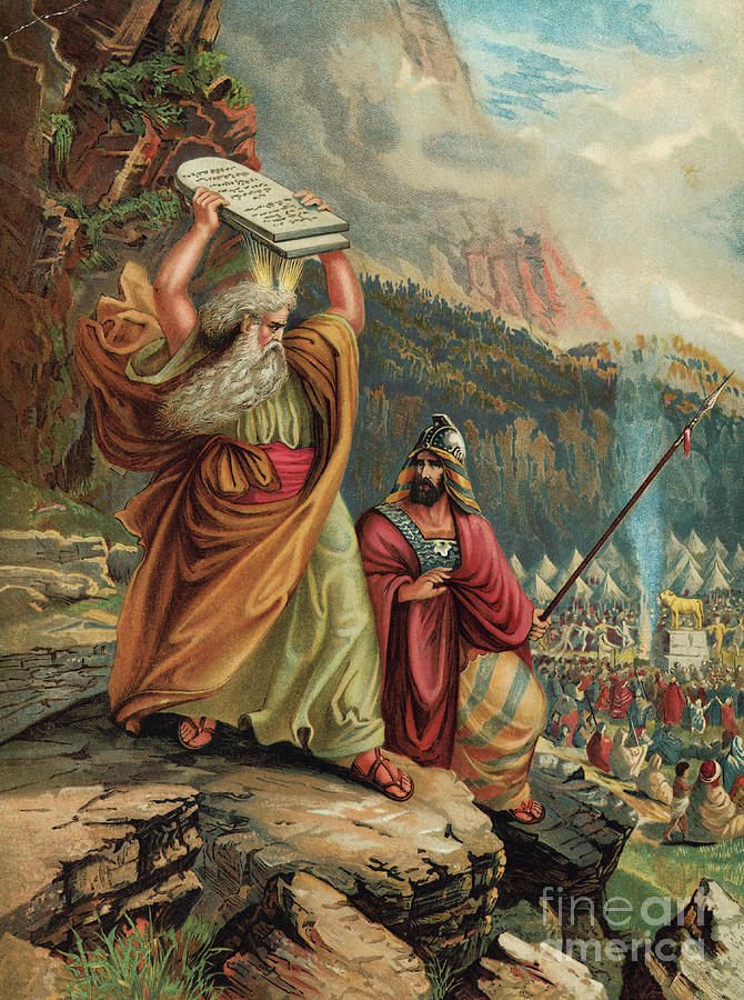 Chromolithograph Of Moses With The Ten Photograph by Bettmann