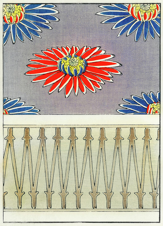 Chrysanthemum - Japanese traditional pattern design Painting by Watanabe Seitei