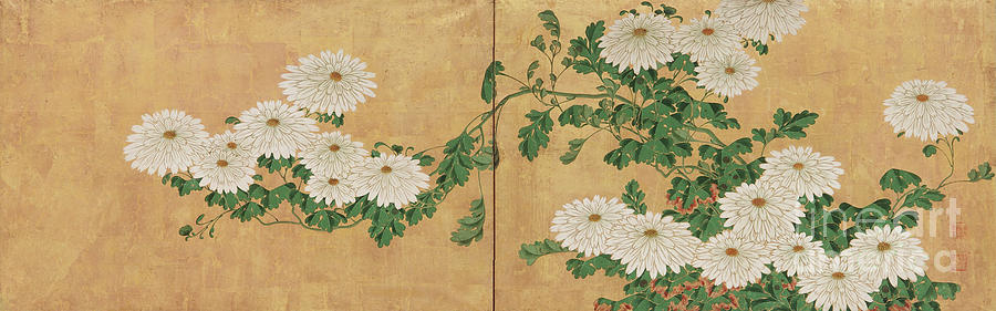 Chrysanthemums, Edo Period Painting by Ito Jakuchu
