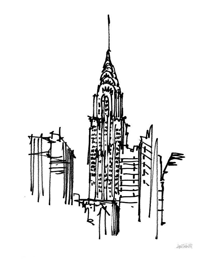 New York City Mixed Media - Chrysler Building Sketch by Anne Tavoletti