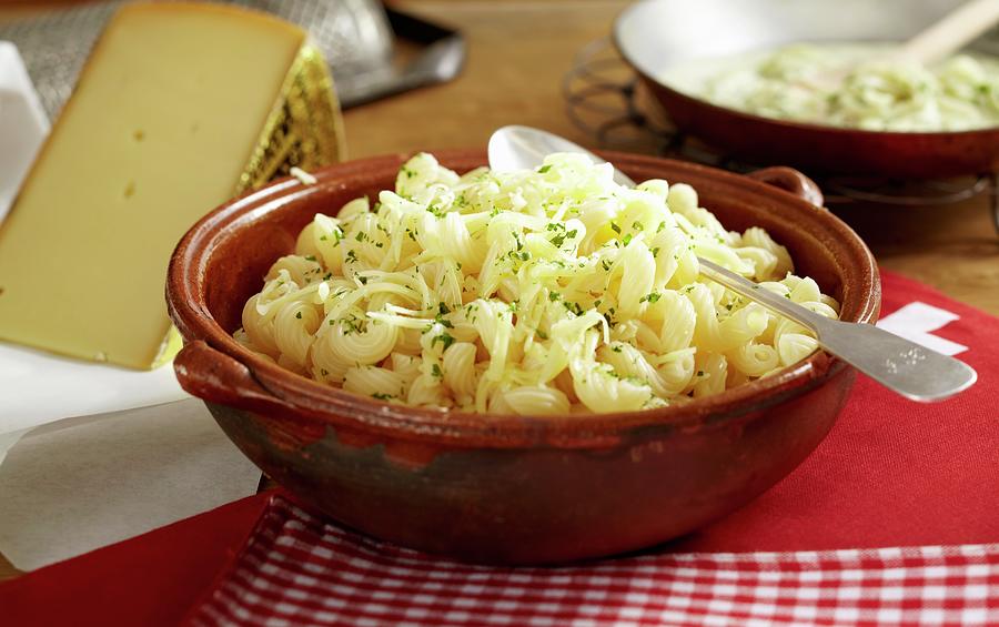 Chshrnli pasta Dish From Appenzell, Switzerland With Onions Photograph by Teubner Foodfoto