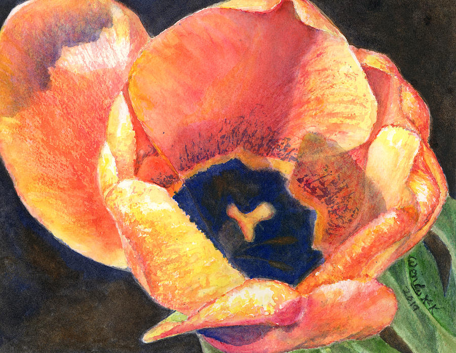 Chucks Orange Tulip Painting by Wendy Keeney-Kennicutt