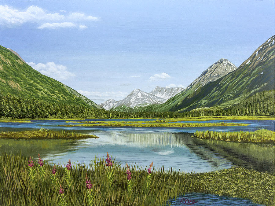 Lake Painting - Chugach State Park by Raymond Ore Lake Painting - Chugach State Park by Raymond Ore