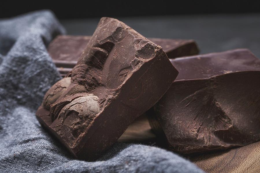 Chunks Of Organic Dark Chocolate close-up Photograph by Rose Hewartson