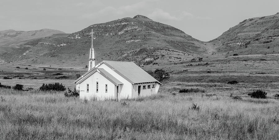 Church Along the Way, Black and White by Marcy Wielfaert Church Along the Way, Black and White by Marcy Wielfaert