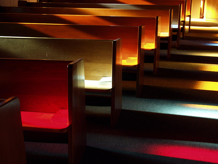 Church Benches At Sunset Photograph by Jhorrocks