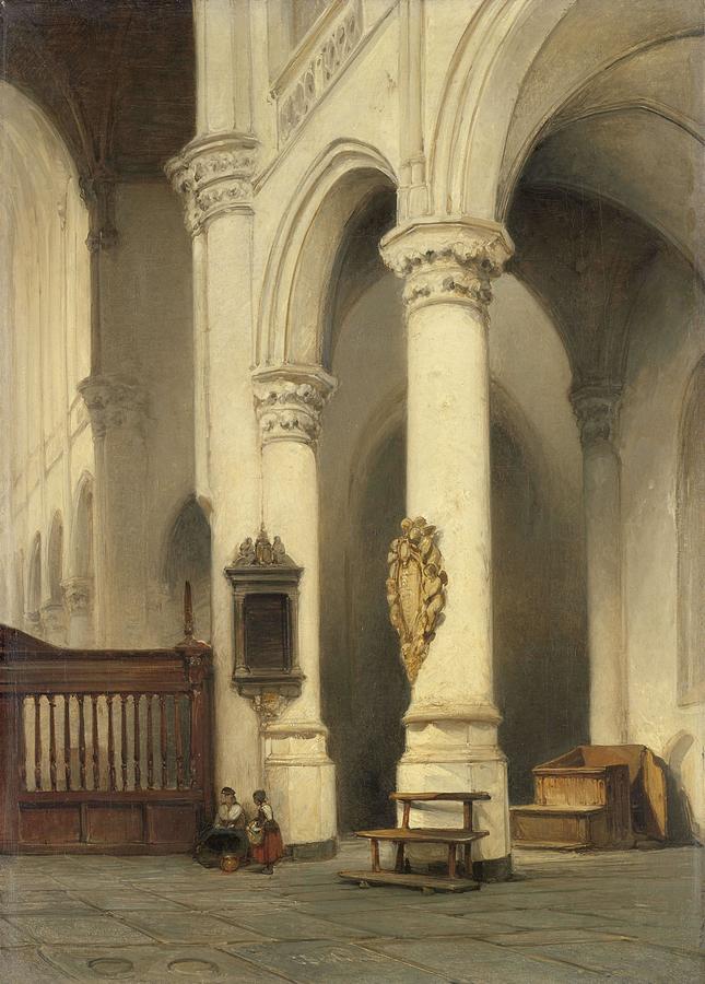 Church Interior. Painting by Johannes Bosboom -1817-1891-