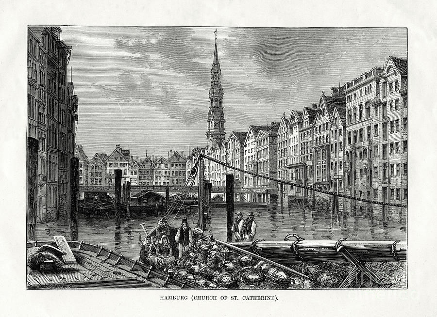 Church Of St Catherine, Hamburg Drawing by Print Collector