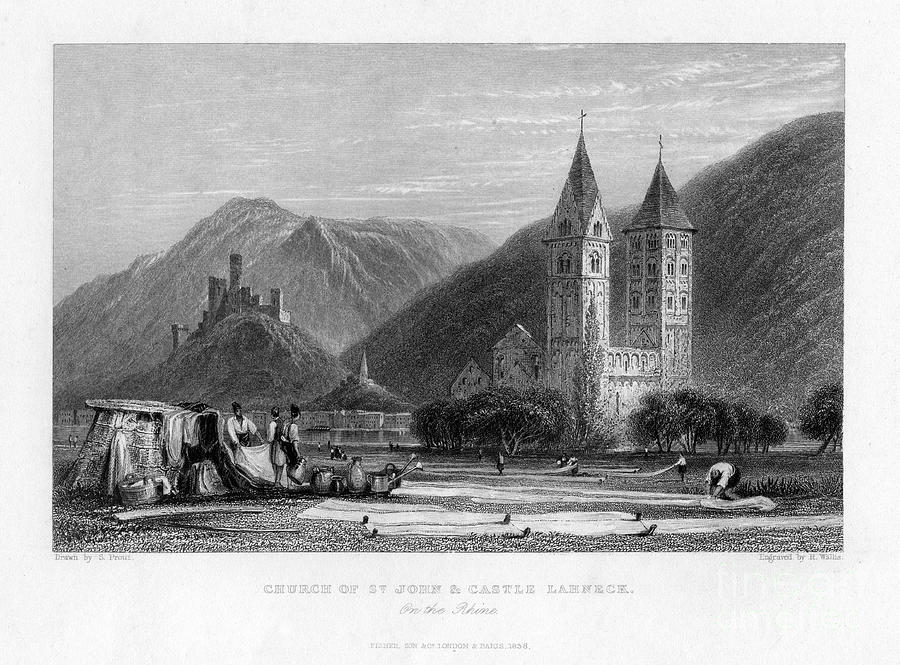 Church Of St John And Castle Lahneck Drawing by Print Collector
