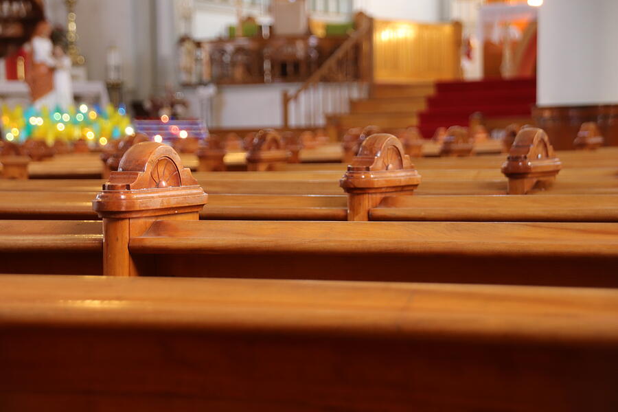 Pews Photograph - Church Pews by Marlin and Laura Hum Pews Photograph - Church Pews by Marlin and Laura Hum