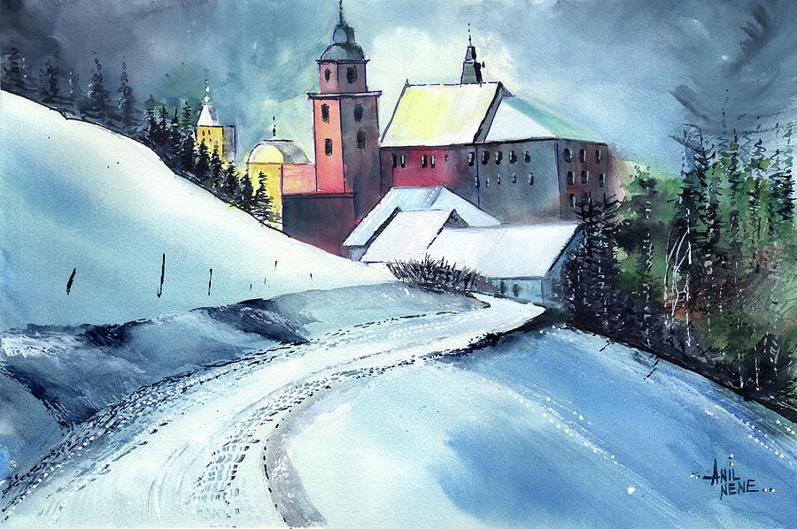 Church Road Painting by Anil Nene