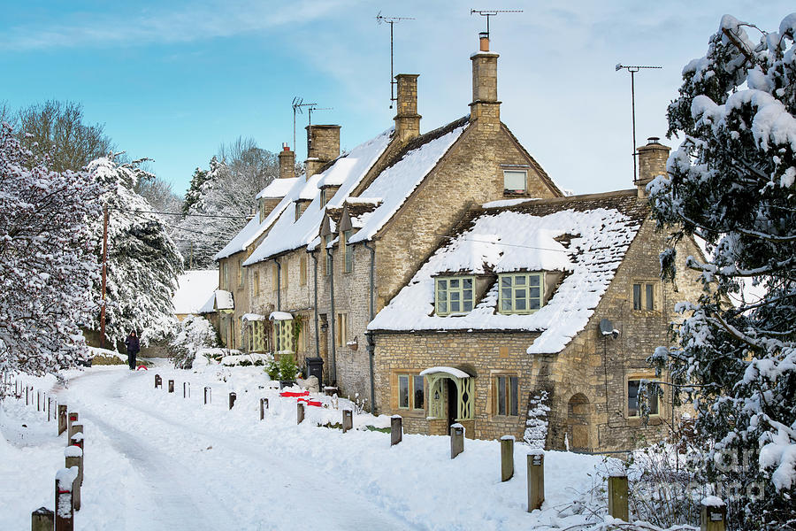 Church Row Cottages in Chedworth in Winter Photograph by Tim Gainey
